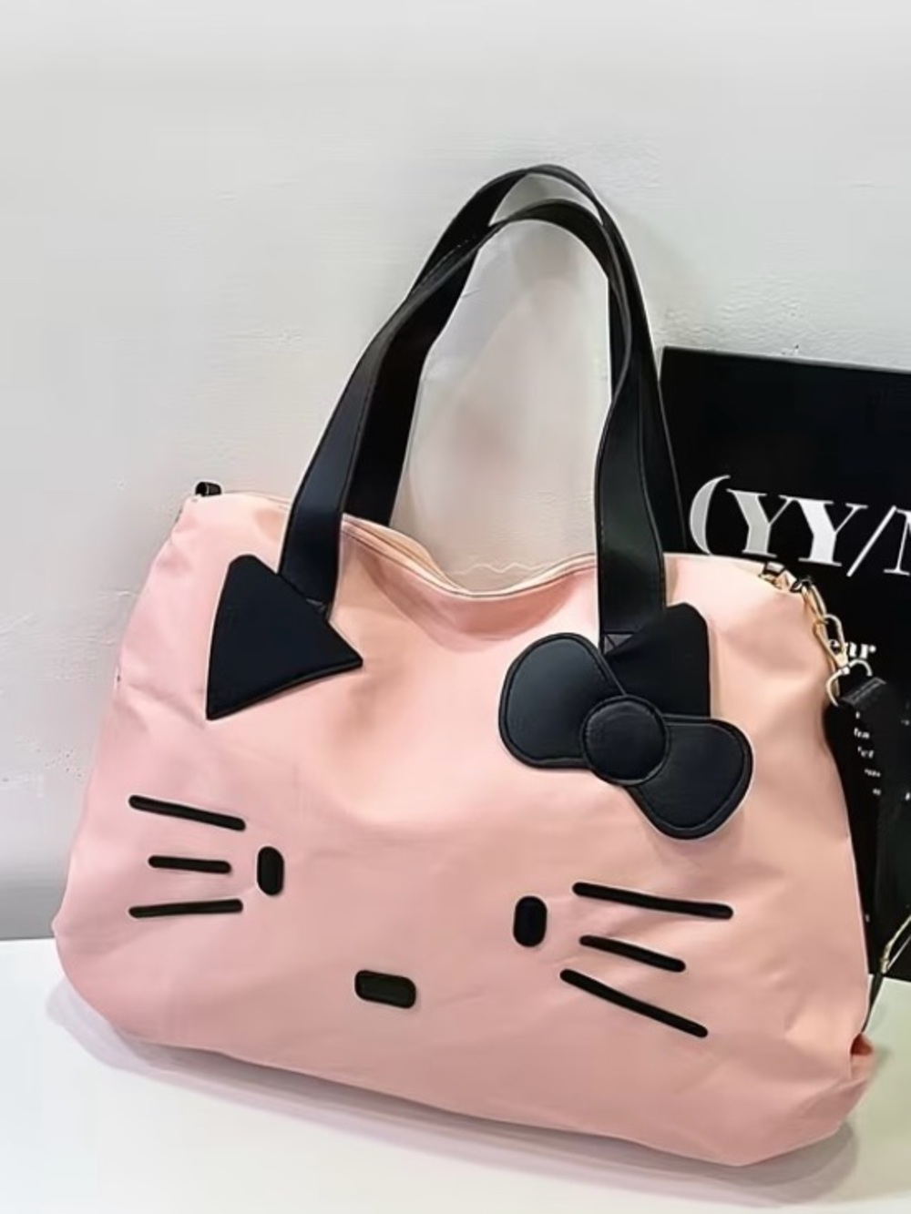 Pink hello kitty Tote Bag with Black Trim